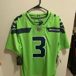 Men’s Lrg Nike Russell Wilson Seattle Seahawks #3 On Field Neon Green Jersey